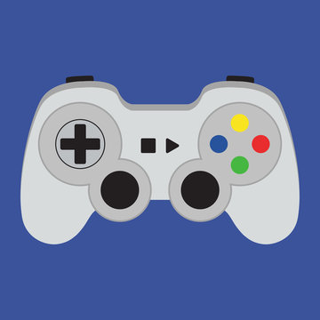 Flat icon gamepad isolated on blue background. Vector illustration.