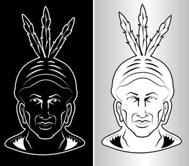 North American Indian chief - front face vector illustration