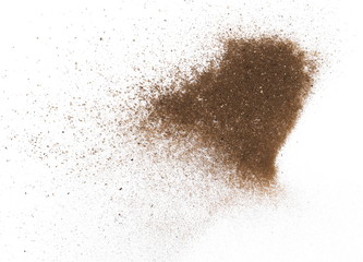 Fototapeta na wymiar dust of soil isolated on white background, with clipping path