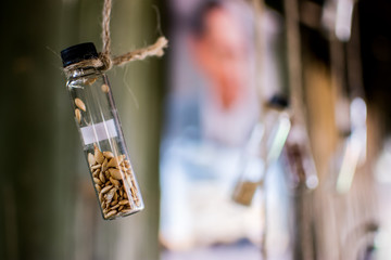 Seeds in glass jar