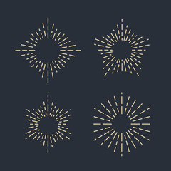 Set of Vintage Sunbursts in Different Shapes. Hipster Vector illustration