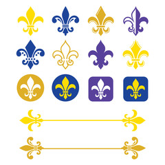 Fleur de lis - French symbol gold and navy blue design, Scouting organizations, French heralry  © redkoala