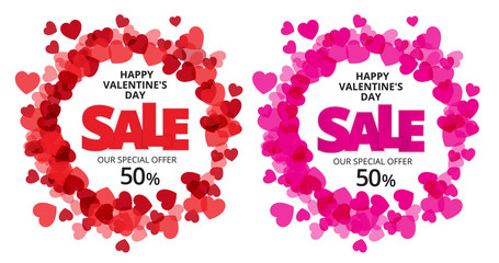 Valentine love label with red and pink heart and sale discount t