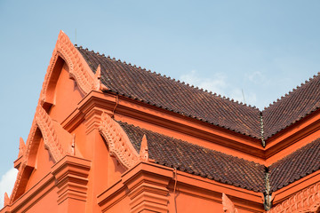 Fototapeta na wymiar Front roof facade Thai art