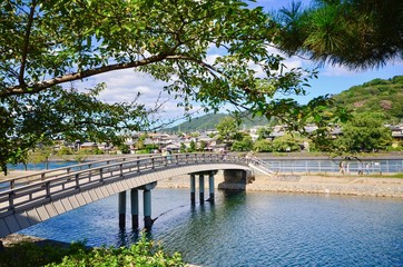 Fototapeta na wymiar Beautiful Japanese Bridge in Kyoto, Japan