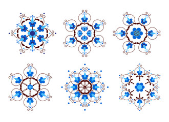 Set of snowflakes inspired by Kashubian folk art - 132110963