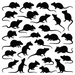 Fototapeta na wymiar Rat and mouse collection - silhouette illustration