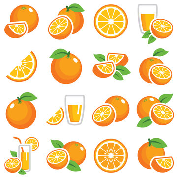 Orange fruit icon collection - color illustration