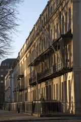 Buildings on Queen Square in Bristol England UK at wintertime