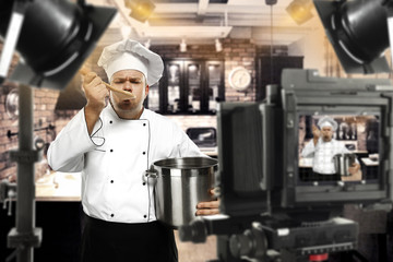 cook chef in tv studio 