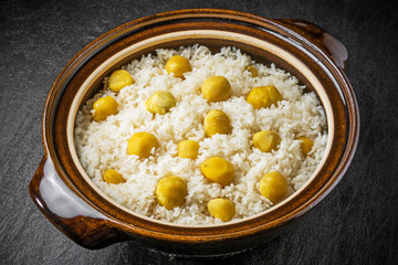 とりたての栗のごはん　Chestnut 