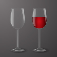 Transparent glass with red wine.