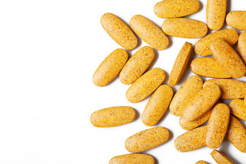 dietary supplement. multivitamin tablets on white background