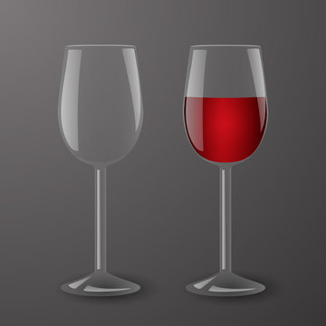 Transparent glass with red wine.