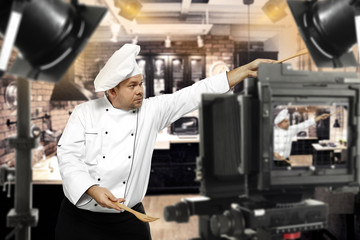 cook chef in tv studio 