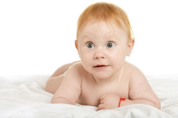 Adorable baby boy on blanket