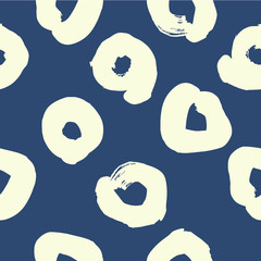 Seamless pattern with creative texture. Vector illustration of smudges on white background. Polka dots.