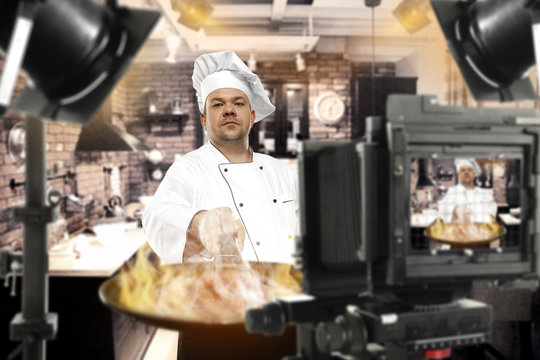 cook chef in tv studio 