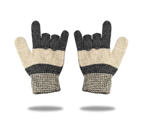 winter brown knitting wool glove one pair for hand protection on