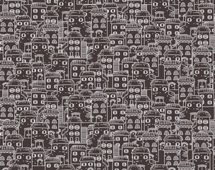 Vector seamless cartoon pattern, made of houses in European style.