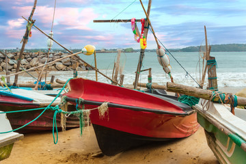 Fototapeta na wymiar Fishing boats on the beach.