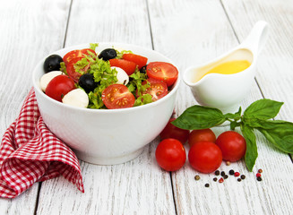 salad with mozarella cheese and vegetables