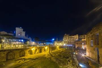 night view of the Roman Forum