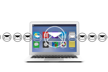 Email icons going out a computer