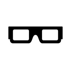 3d glasses icon. Black icon isolated on white background. 3d glasses silhouette. Simple icon. Web site page and mobile app design vector element.