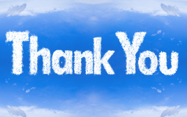 "Thank you" cloud word on blue sky