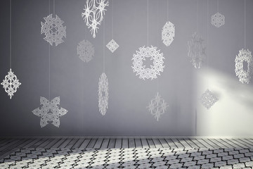 Interior poster with snowflakes