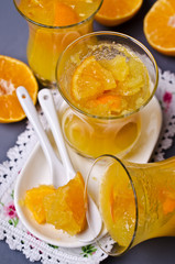 Orange jelly in glass