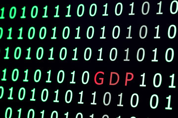 Obraz premium text GDP(gross domestic product) among binary code