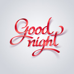 Red ribbon of goodnight calligraphy hand lettering
