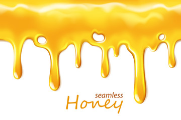 Seamless dripping honey repeatable isolated on white