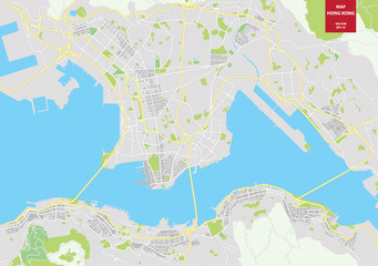 vector map of Hong Kong, China. City plan Hong Kong - 132119546