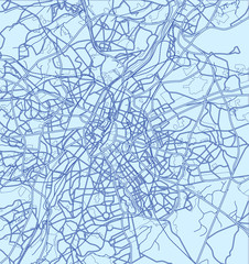 Obraz premium blue, dark blue vector map of Brussels, Belgium. City plan Bruss
