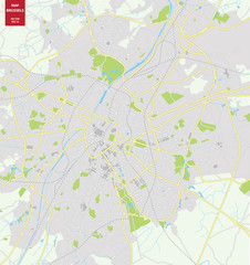 wektorowa mapa Brukseli, Belgia. Plan miasta Bruksela - 132119554