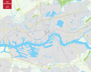 wektorowa mapa Rotterdam, Holandia. Plan miasta Rotterdam - 132119581