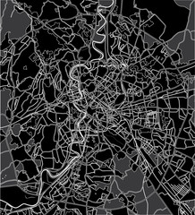 Black - white vector map of Rome Italy. City plan Rome.