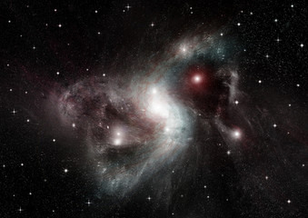 Stars, dust and gas nebula in a far galaxy