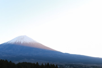 Fototapeta premium Mt.Fuji and morning glow.I shot it early in the morning.Shot in Fujinomiya City, Shizuoka Prefecture, Japan.