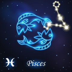 Light symbol of fish to Pisces of zodiac and horoscope concept