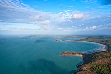 Fototapeta na wymiar Aerial view to the ocean coast and islands