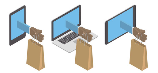 Concept, purchase, delivery of goods through the Internet. Deliv