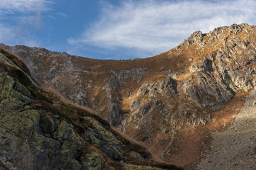 Autumnal view of the mountain pass. Tatry