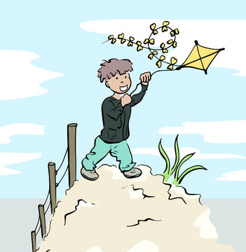 Vliegeren op het strand