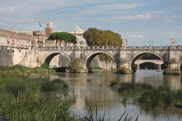Rome bridge over the Tiber river