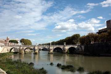Rome bridge over the Tiber river