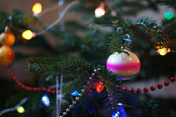 Old Soviet Christmas decorations on New Year tree.